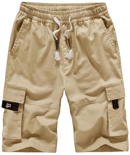 ELETOP Men's Cargo Shorts With Elastic Waist — 901 Khaki