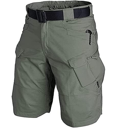 YAXHWIV Men's Tactical Waterproof Hiking Fishing Shorts Regular — Green