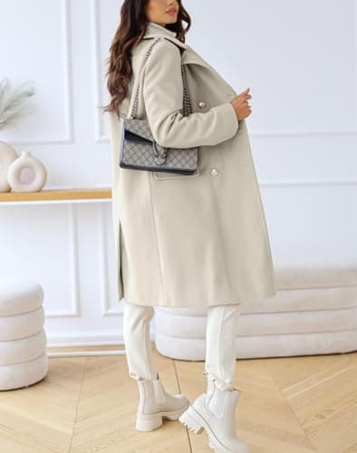 Chouyatou Women's Winter Office Long Wool Pea Coat