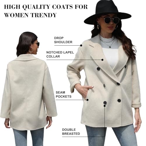 BEINF Women's Classic Double Breasted Wool Coat Safe Warm