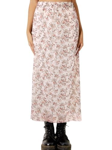 Avanova Bohemian Ditsy Floral Midi Skirt — Pink Floral