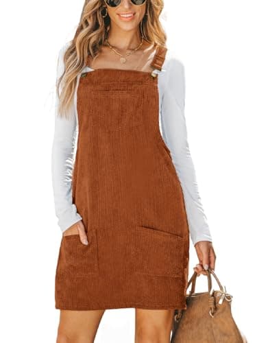 CUPSHE Women's Summer Corduroy Mini Dress with Front Pocket — Orange