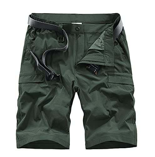 Kolongvangie Men's Outdoor Comfortable Lightweight Cargo Shorts with Multi Pockets — Q02# Dark Green ( No Logo )