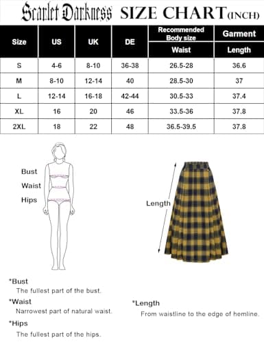 Scarlet Plaid Skirt for Women with High Waist and Pockets