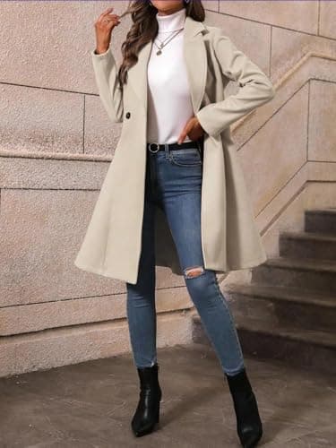 IDEAL SANXUN Women's Wool Trench Coat Fall Winter Dressy