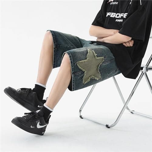 Hesaco Y2K Star Washable Jorts Jeans Mid-Thigh ShortsCasual Loose Fit