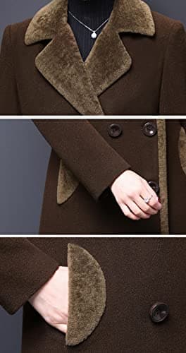 Women's Double Breasted Wool Peacoat with Fur Collar by IDEALSANXUN
