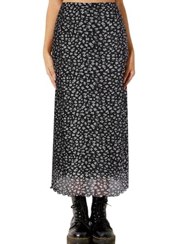 Avanova Bohemian Ditsy Floral Midi Skirt — Floral Black B