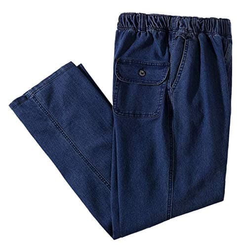 Men's Elastic Waist Casual Loose Fit Denim Jeans
