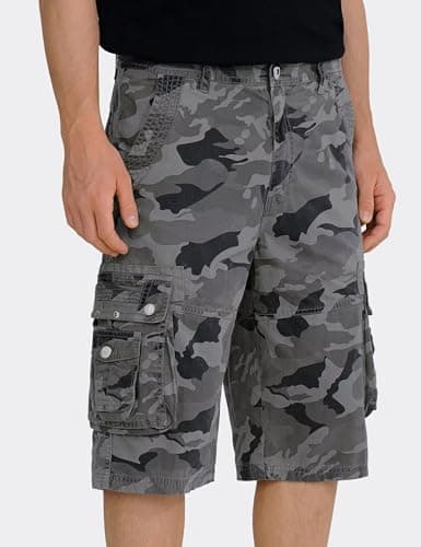 Best South Men's Comfortable Twill Cargo Shorts with Multiple Pockets — Black Camo