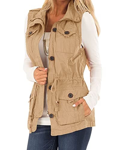 Casual Military Utility Vest for Women — Khaki