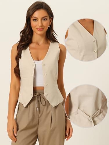 Allegra Linen Vest for Women's Summer Fashion V-Neck Crop Top