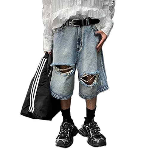 POHADON Y2K Aesthetic Baggy Jeans Shorts Vintage Grunge Streetwear Unisex — Ripped