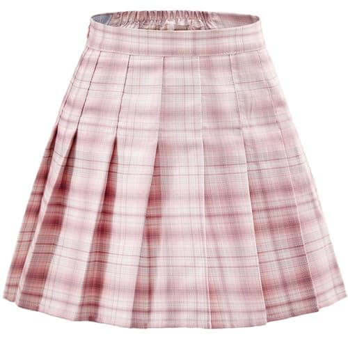 Laimi Women's Pleated Skorts Tennis & Golf Shorts — Pink Plaid