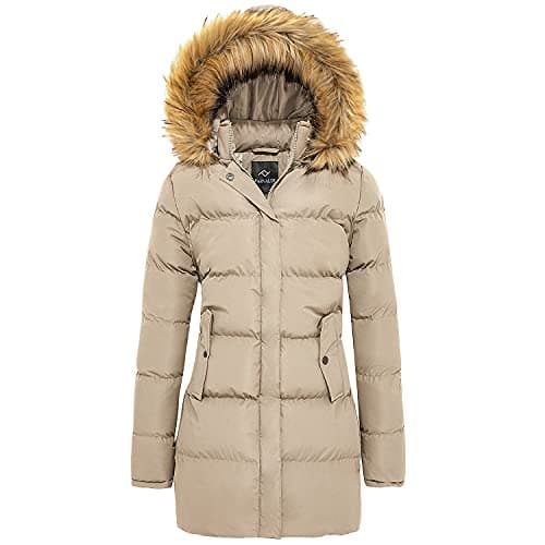 FARVALUE Women's Winter Warm Parka Jacket Puffer Thicken Hooded Coat — Khaki