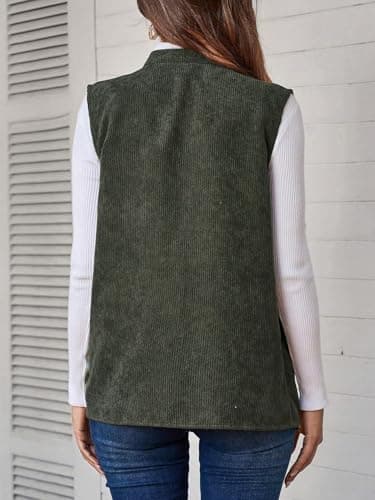 IDEALSANXUN Women's Corduroy Vest for Fall Winter Casual Button-Up Sleeveless Tops