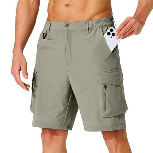 Hugut Men's Quick Dry Hiking Cargo Shorts with Multi Pockets for Travel Golf Camping — Grey Sage
