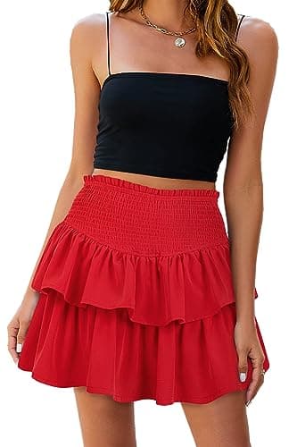 High Waist Ruffle Mini Skirt with Shorts Underneath