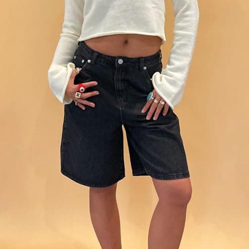 Winioder Y2K Wide Leg Denim Jean Shorts for Women