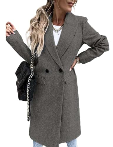 Stylish Long Wool Trench Coats for Women, Perfect for Fall and Winter — Grey