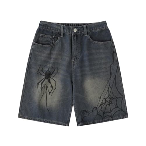 Y2K Jean Jorts Grunge Spider Shorts