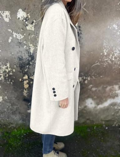 IDEALSANXUN Women's Long Wool Trench Coat Dress Fall Winter Double Breasted