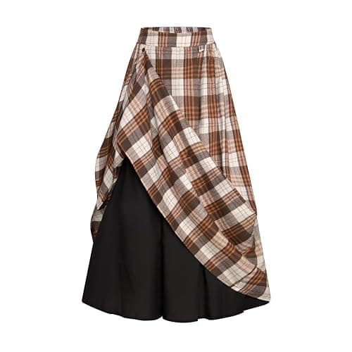 Scarlet Plaid Skirt for Women with High Waist and Pockets — Gentle Yellow