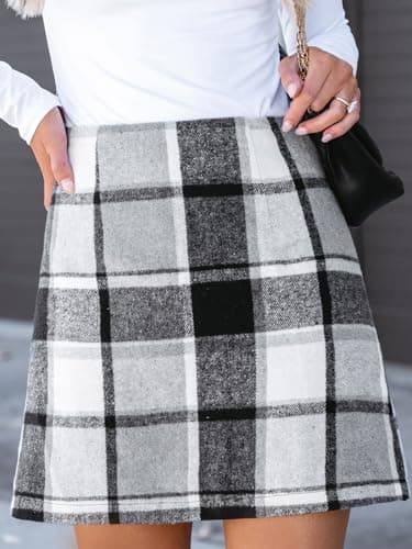 CUPSHE Women High Waist Plaid Bodycon Mini Skirt