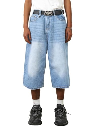 EMMIOL Mens Summer Baggy Jean Shorts with Pockets — Blue