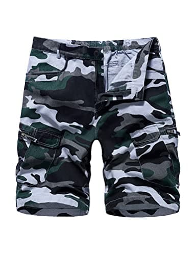Men's Camo Cargo Shorts for Summer Outdoor Activities — Camo Green