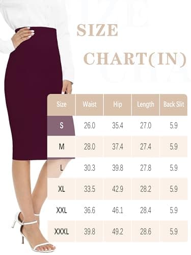 Women's High Waist Pencil Skirt for Business Casual