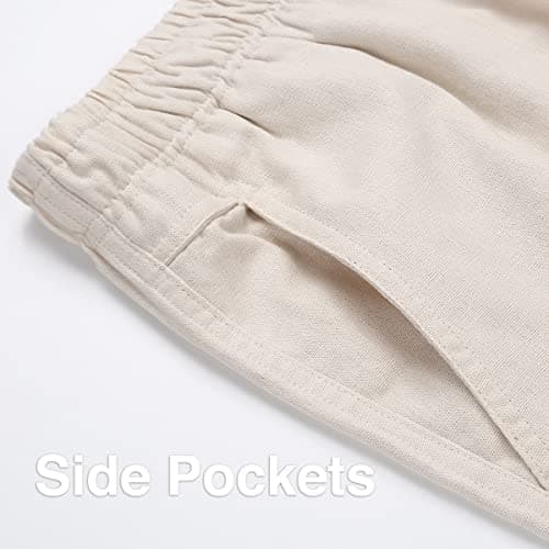 Men's Casual Loose Fit Elastic Waist Linen Beach Pants