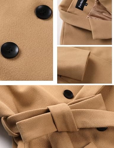 Hooever Women's Mid-Length Double Breasted Wool Blend Peacoat
