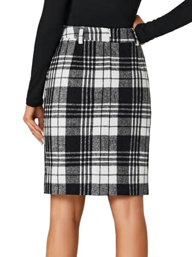 LYANER Women's Elegant Plaid Zippered High Waist Midi Skirt