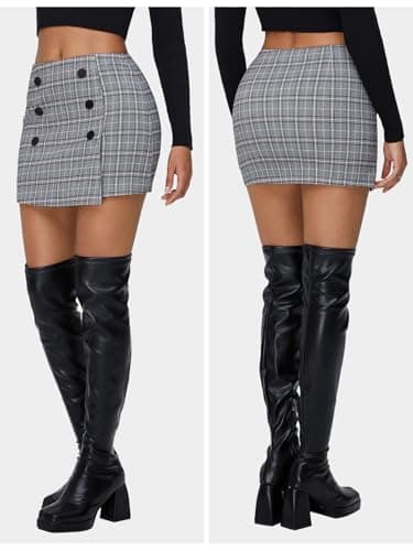 Plaid Bodycon Mini Skirts for Women: Trendy Winter Y2K Fashion