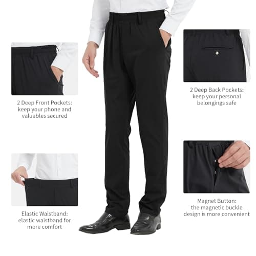 Magnetic Button Elastic Waist Pants for Seniors with High Stretch