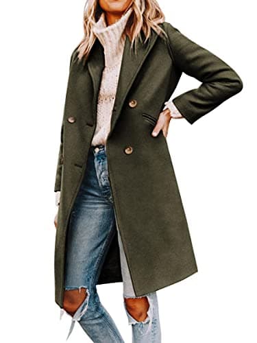 Yousify Women's Double Breasted Winter Pea Coat — 04-army Green