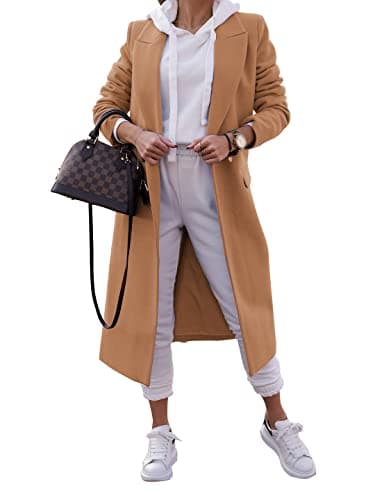 Zwurew Women's Double Breasted Pea Coat Wool Blend Winter Jackets