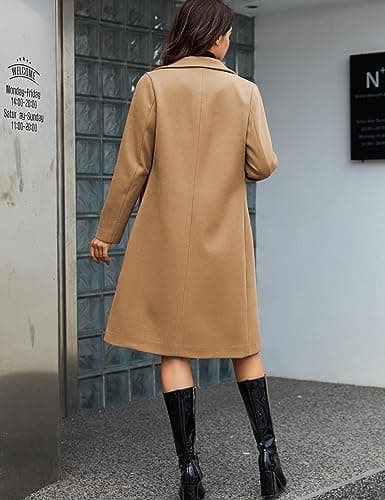 Yidarer Women's Mid-Long Wool Notch Lapel Casual Trench Coat