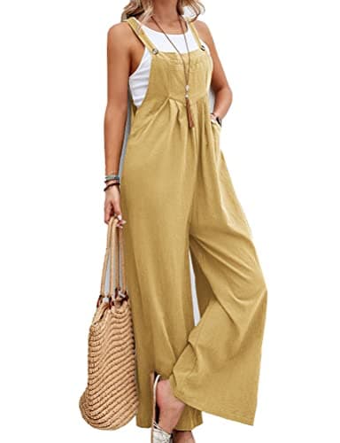 Wide Leg Overalls for Women — Wheat