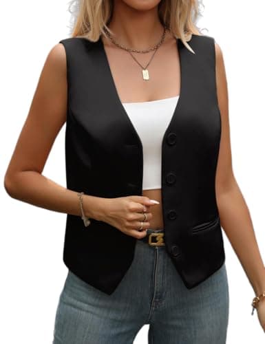 Summer Sleeveless Blazer Vest for Women — Black