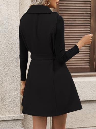 IDEALSANXUN Women's Long Wool Vest Trench Coat Belted Fall Winter Jacket