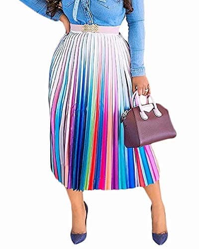 Graffiti Pleated Skirts with Cartoon Print for Women — Colorful #1