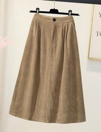 IDEALSANXUN High Waisted Wool Midi Skirt for Women Fall Winter