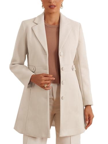 2024 Allegra K Notched Lapel Women's Winter Coat Pea Coat — Apricot