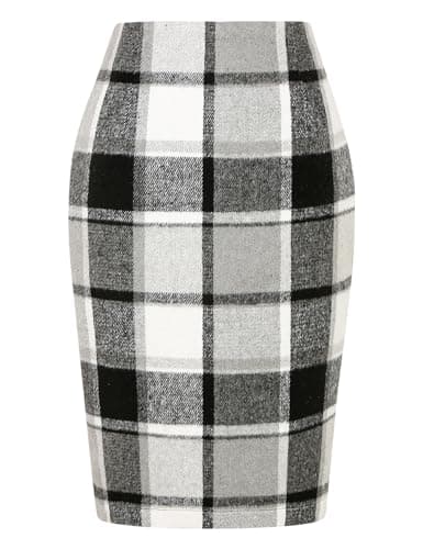 2024 Fall/Winter Plaid Midi Skirt for Women — Grey New