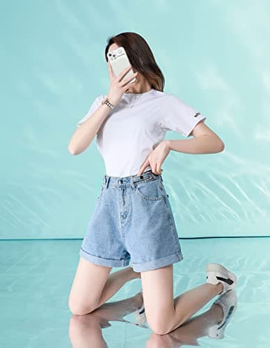 COWOKA Women's Summer Casual Loose Wide Leg Rolled Up Shorts