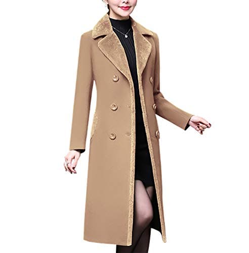 Women's Double-Breasted Wool Winter Coat — Camel