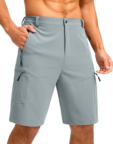 Pudolla Men's Lightweight 11" Cargo Shorts for Summer Travel and Outdoor — Light Grey