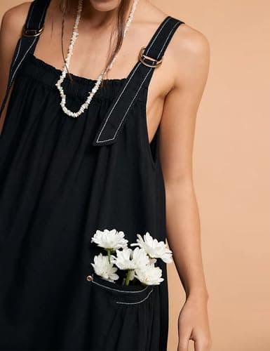 Yeokou Women's Midi Travel Dress with Adjustable Straps and Big Pockets
